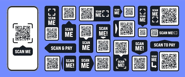 Escáneme la etiqueta de código QR para el pago en línea, ofertas especiales para la venta, etiquetas de descuento para compras o