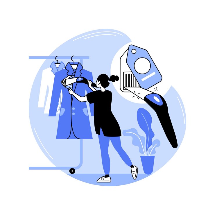 Vector escaneo de código de barras ilustraciones de vectores de dibujos animados aislados
