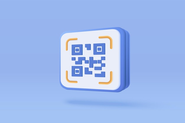 Escaneo de código qr 3d para compras en línea concepto de compras oferta especial promoción y marketing del teléfono inteligente Sitio web de verificación de escaneo de código qr representación vectorial 3d fondo azul pastel aislado