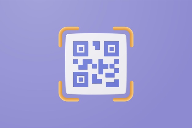 Escaneo de código qr 3d para el concepto de compras en línea oferta especial de compras promoción y marketing del teléfono inteligente Sitio web de verificación de escaneo de código qr representación vectorial 3d fondo pastel púrpura aislado