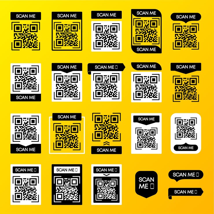 Vector escaneo de código qr para teléfono inteligente. código qr para aplicación móvil y pago. conjunto de plantillas vectoriales de marco de código qr. ilustración vectorial