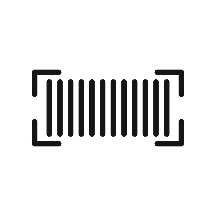 Vector escaneo del icono del código de barras logotipo del vector de arte de línea negra