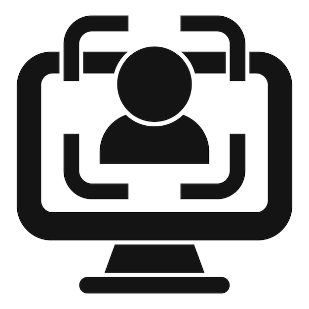 Escaneo del icono de impresión facial de vector simple Seguridad del sistema