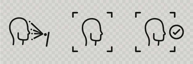 Escaneo de identificación facial. Icono vectorial