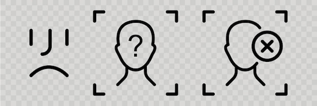 Escaneo de identificación facial. Icono vectorial
