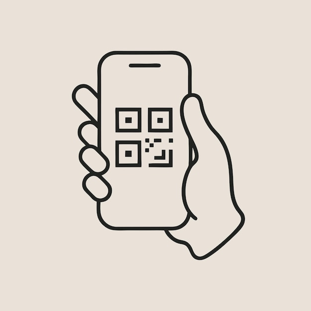 Escáner de código QR para teléfonos inteligentes icono lineal Vector 2