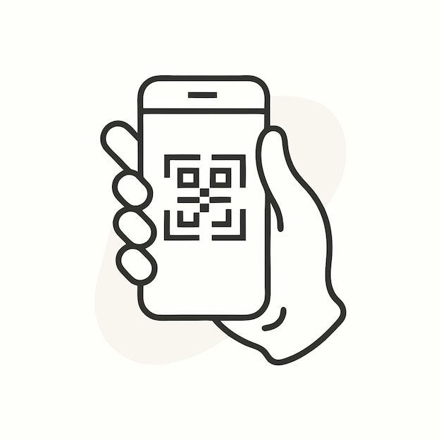Escáner de código QR para teléfonos inteligentes icono lineal Vector 9