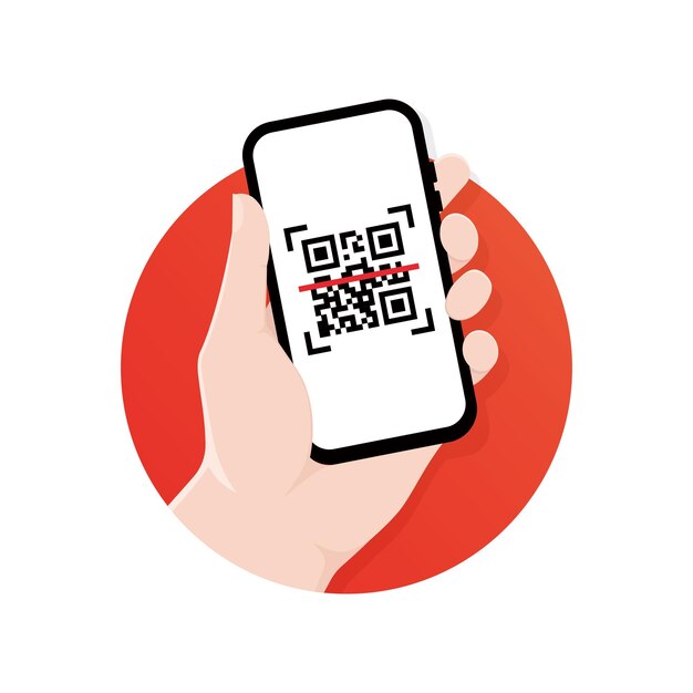 Vector escáner qr leer código de barras movilidad generación de codificación de aplicaciones escáner móvil código qr