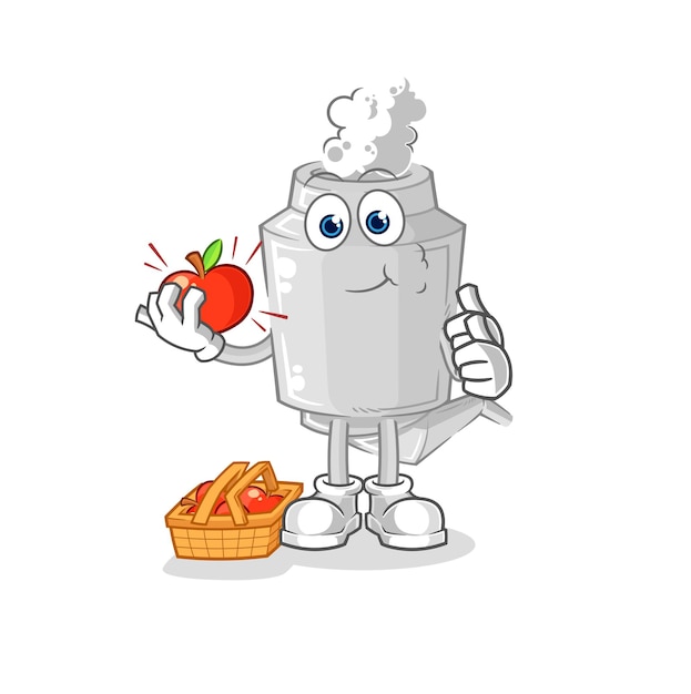 Escape comiendo un vector de caracteres de ilustración de manzana