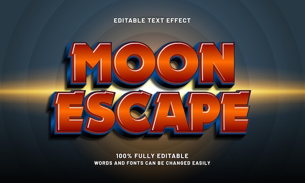 escape de la luna efecto de texto editable con un estilo de texto galáctico y cósmico