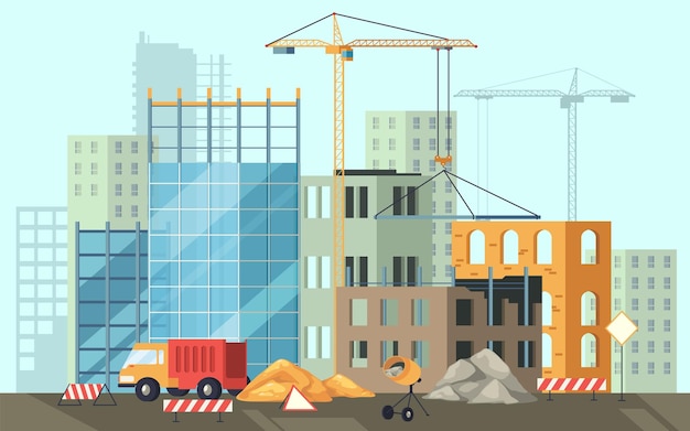 Escape de obras de construcción o vector de construcción.