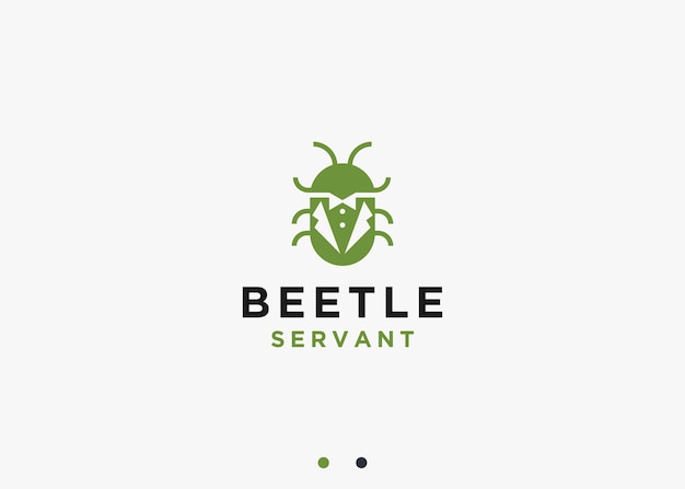 escarabajo con diseño de logotipo de camarero ilustración de silueta vectorial