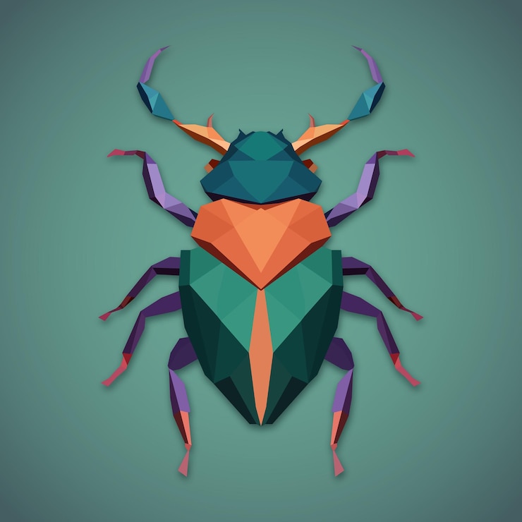 Vector escarabajo bajo poli