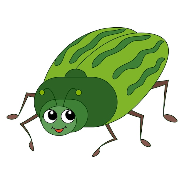 Escarabajo verde. error de vector de dibujos animados.