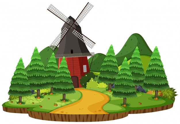 Vector escena aislada del paisaje rural