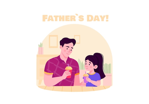 Una escena alegre de un padre e hija disfrutando de helado juntos en casa ilustración vectorial