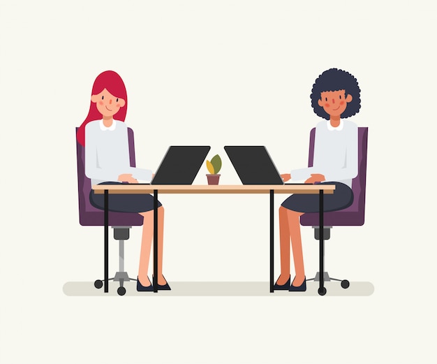 Escena de animación para mujer de negocios gente colega.