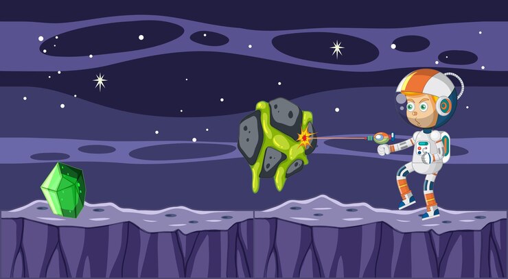 Vector escena con astronauta en el espacio