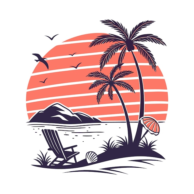 Escena de un atardecer tropical en la playa