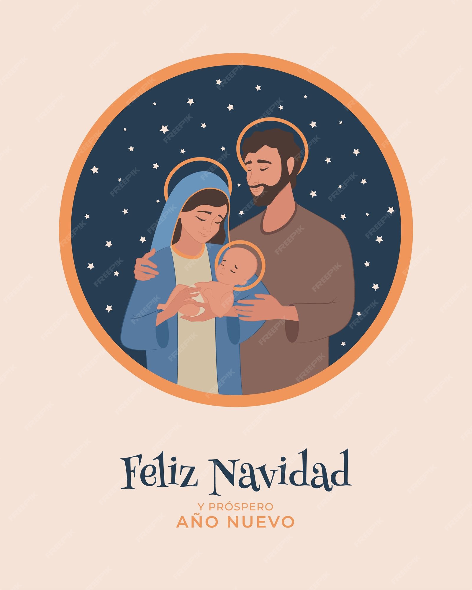 Escena de belén. jesús, maría y josé en nochebuena | Vector Premium Escena de belén. jesús, maría y josé en nochebuena | Vector Premium