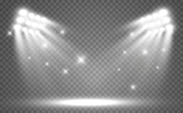 Escena blanca con focos Ilustración vectorial