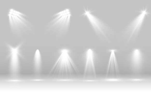 Escena blanca con focos Ilustración vectorial