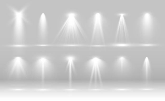 Escena blanca con focos Ilustración vectorial