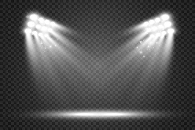 Escena blanca con focos Ilustración vectorial