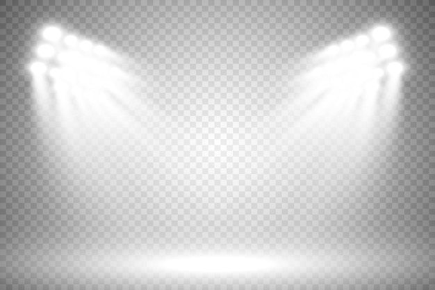 Escena blanca con focos. Ilustración vectorial