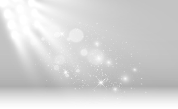Escena blanca con focos. Ilustración vectorial
