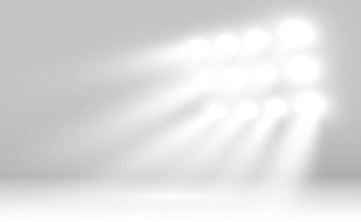 Escena blanca con focos. Ilustración vectorial