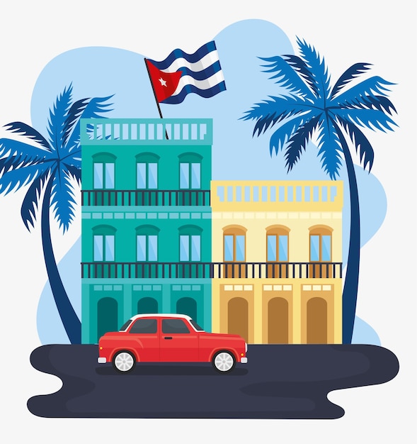 Vector escena de una calle de cuba