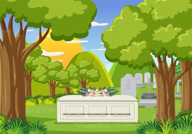 Vector escena del cementerio cementerio