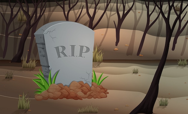 Vector escena del cementerio de noche