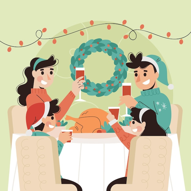 Vector escena de la cena de navidad