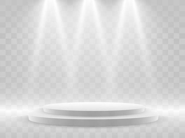 Escena de la ceremonia de premiación. Pedestal. Luz de inundación. Podio a la luz de las estrellas.