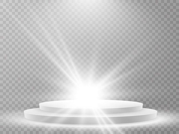 Escena de la ceremonia de premiación. Pedestal. Luz de inundación.