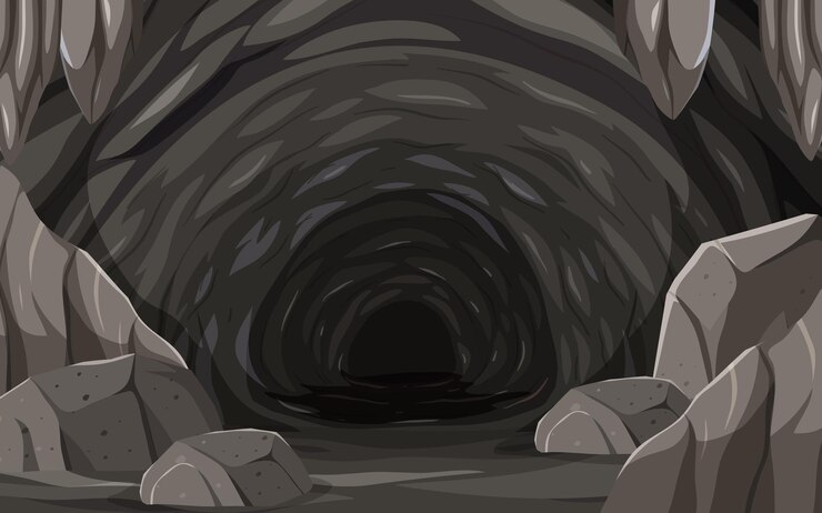 Vector escena de la cueva del agujero subterráneo