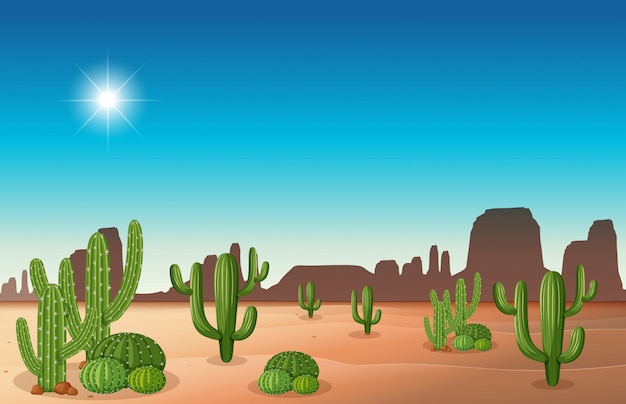 Escena del desierto con cactus