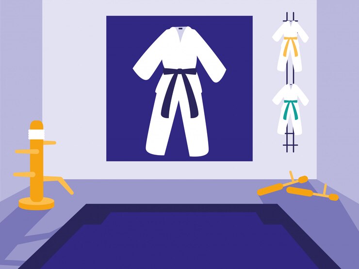 Vector escena del dojo de artes marciales