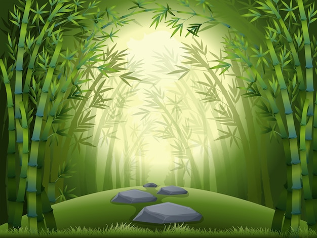 Vector escena de fondo con bosque de bambú