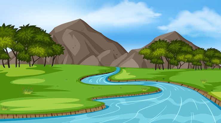 Vector escena de fondo con muchos árboles en el parque