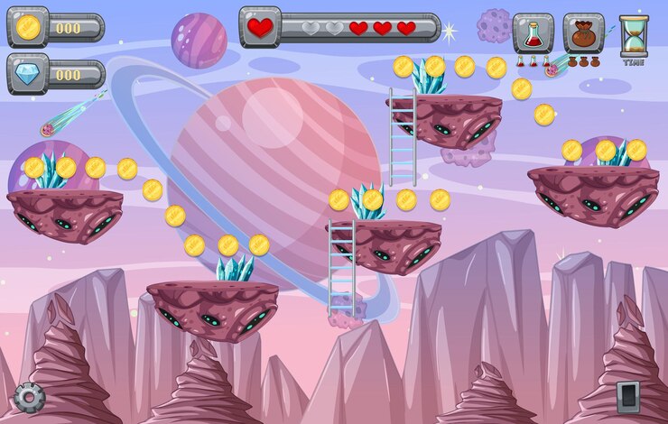Vector una escena de galaxia de plantilla de juego