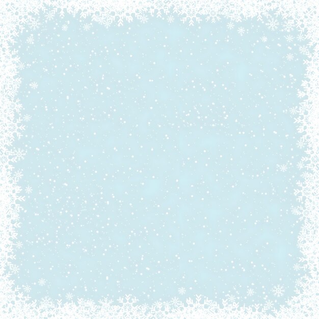 Escena de invierno nevado con nieve que cae y delicados copos de nieve