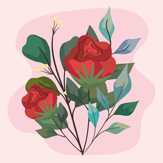 Vector escena de jardín de flores rojas