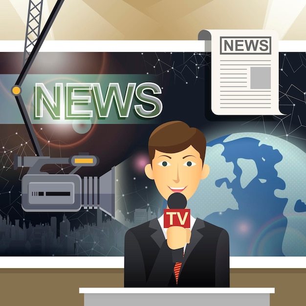 Escena de lanzamiento de noticias en diseño plano