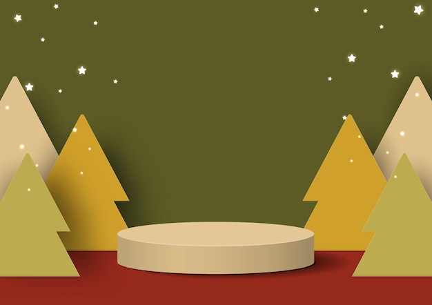 Escena de maqueta abstracta para exhibición de productos en el día de Navidad.