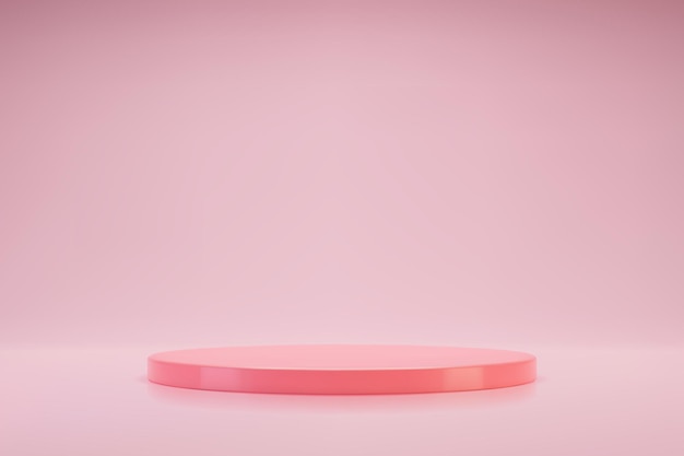 Escena mínima 3D con podio de cilindro rosa sobre fondo claro