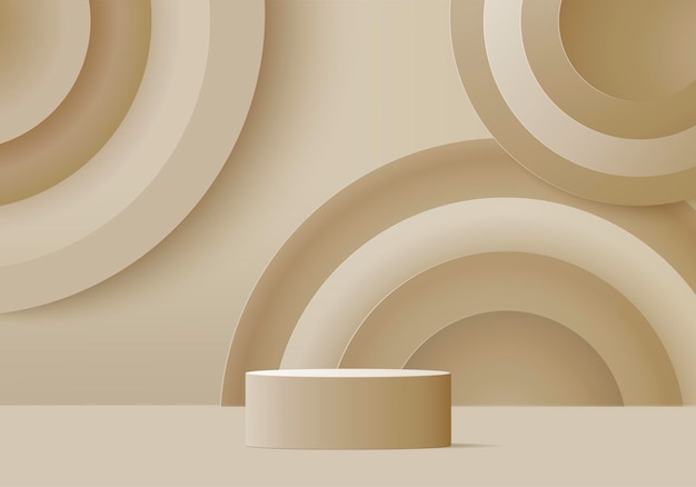 Escena mínima abstracta de cilindro con plataforma geométrica