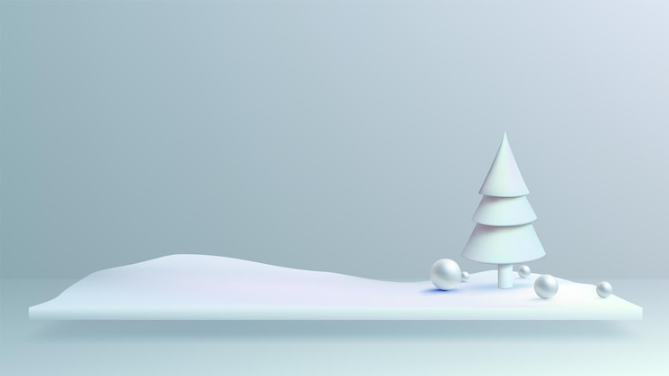 Vector escena minimalista de invierno con árbol de navidad y adornos xaxa